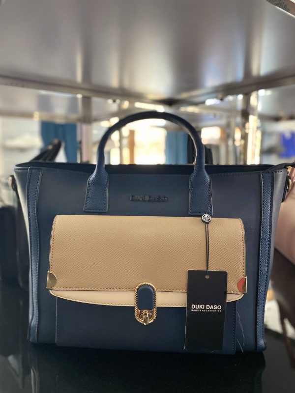 women's bag DUKI DASO color blue-ecru