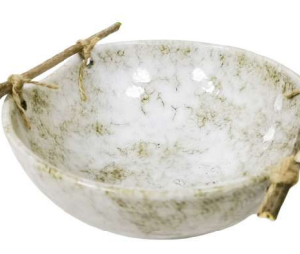 BIG BOWL WITH WOODEN HANDLES
